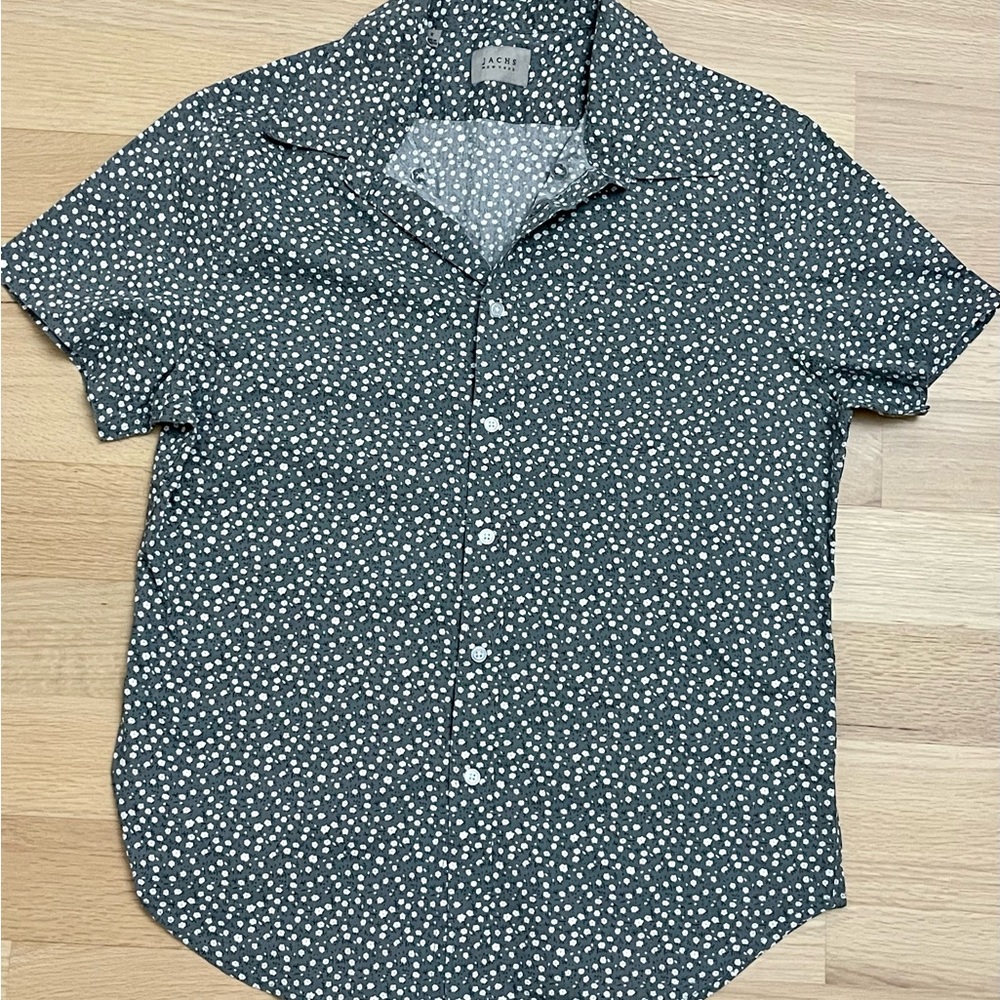 Jachs New York Mens Shirt Sleeve Grey Floral Print Button Down Shirt